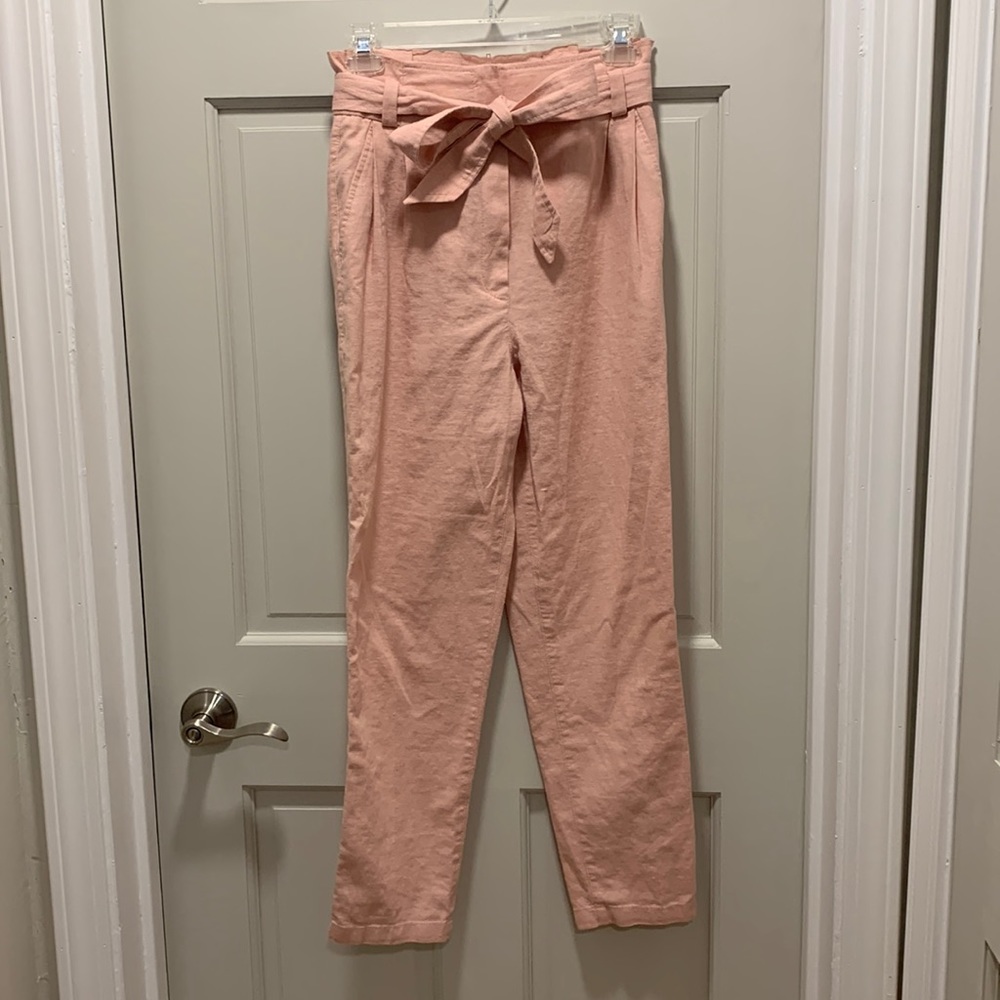 Pastel pink linen pants